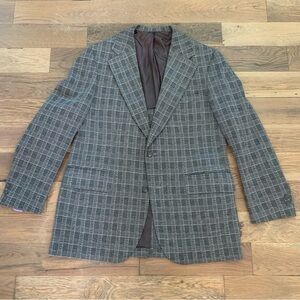 Vintage Palm Beach Gray Plaid Blazer Jacket Size 44 L
